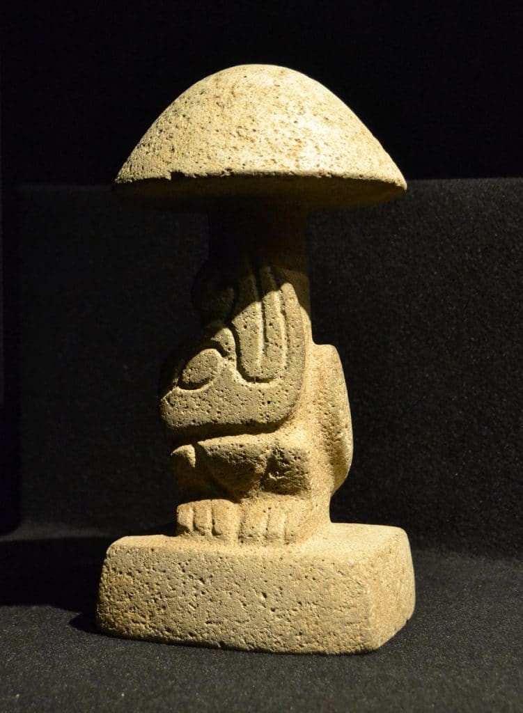 A Maya mushroom sculpture
