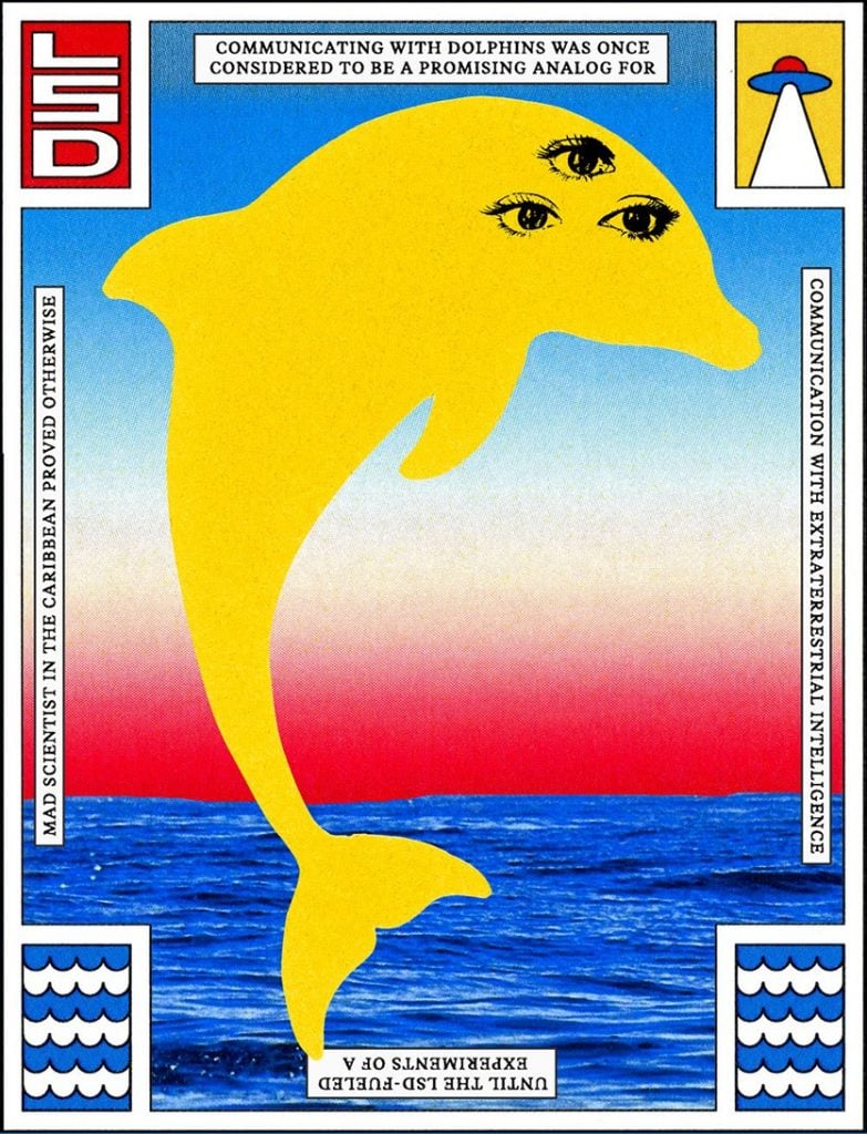 DoubleBlind: Colorful psychedelic illustration. In this article, DoubleBlind explores how dolphins on LSD shaped the search for extraterrestrial intelligence.