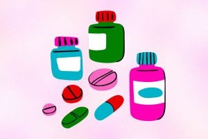 Pill bottles and pills