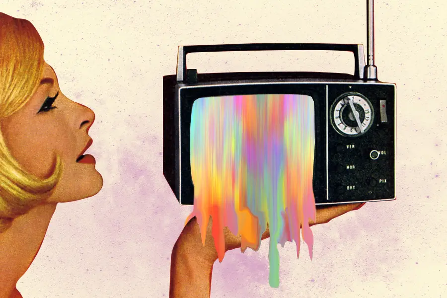 TV with rainbow screen