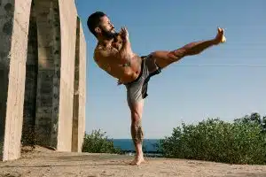 Man doing a kick in the air