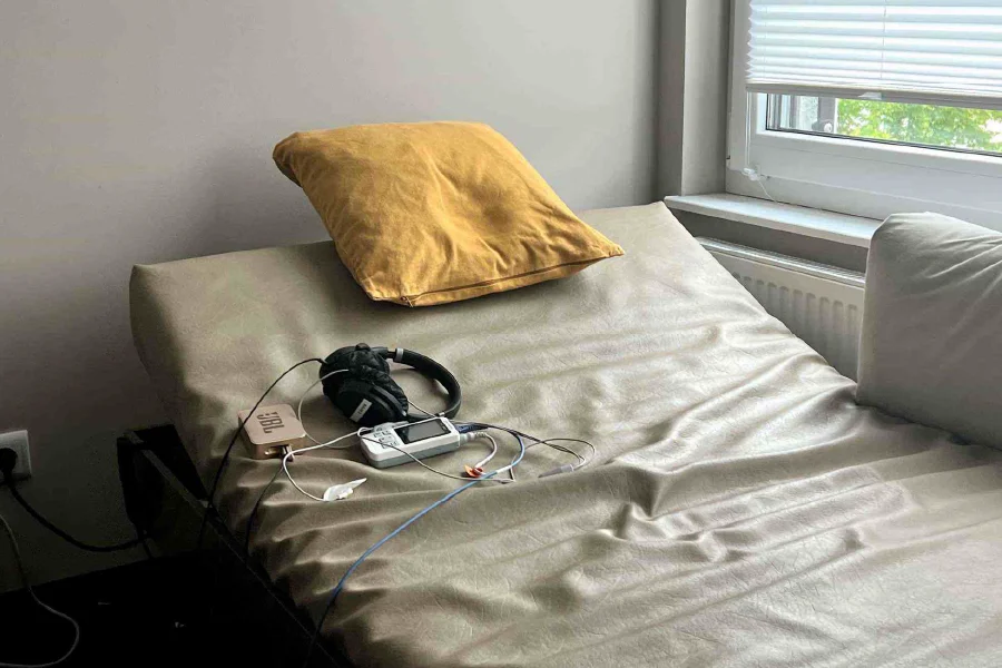 Image Depicting Cozy Bed in Clinical Setting with Yellow Pillow