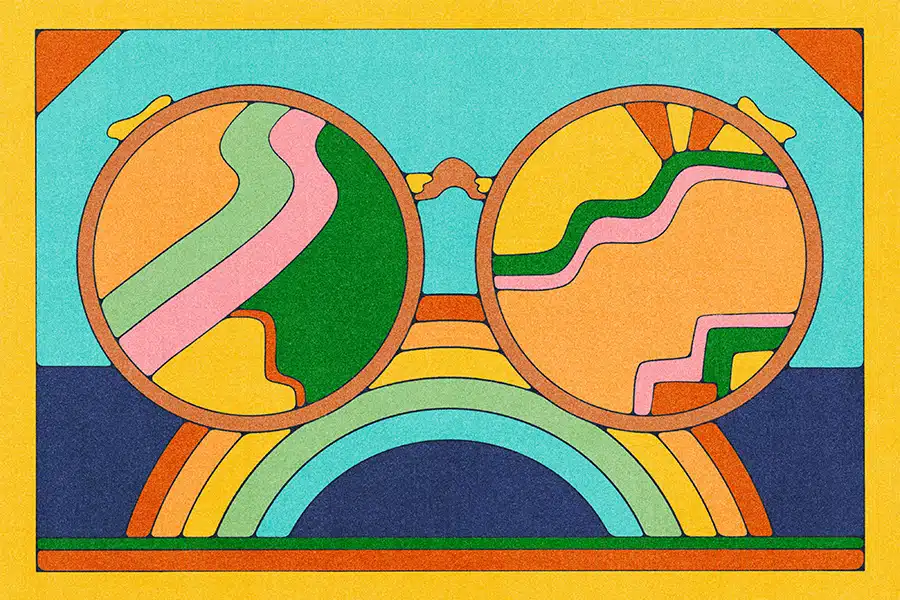 illustration of rainbow psychedelic sunglasses