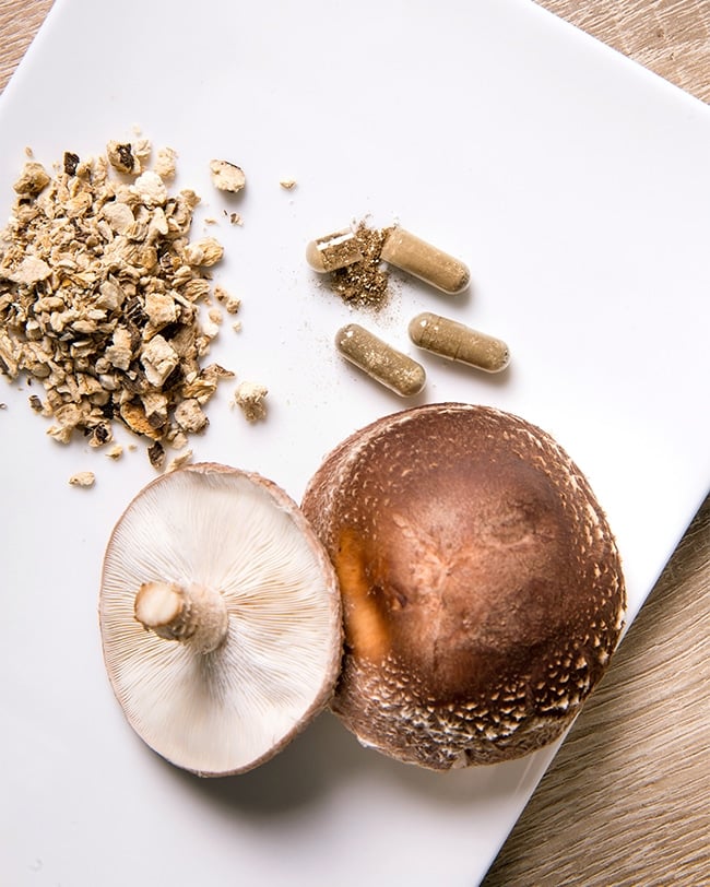 shiitake mushroom and capsules