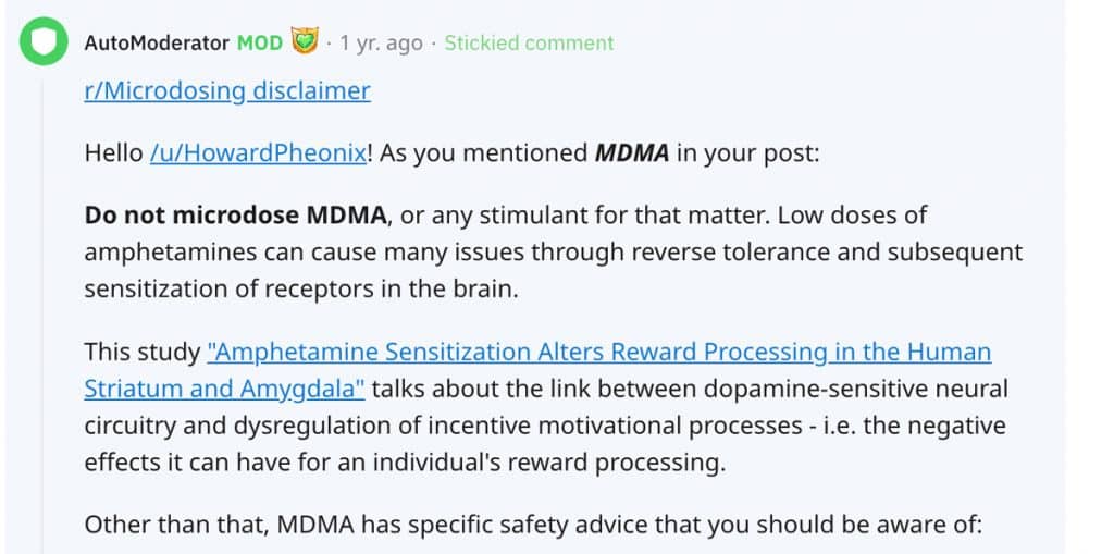 reddit microdosing mdma disclaimer