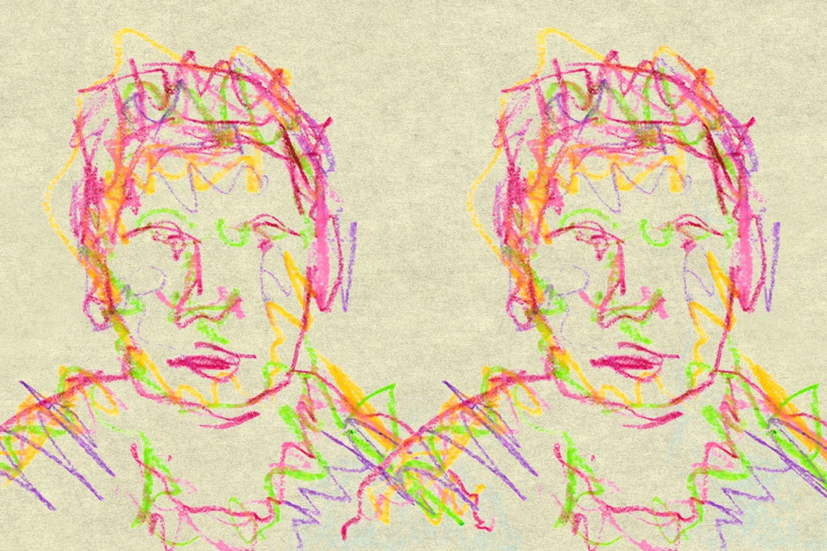Image Depicting Gestural Colorful Illustration of Two Busts