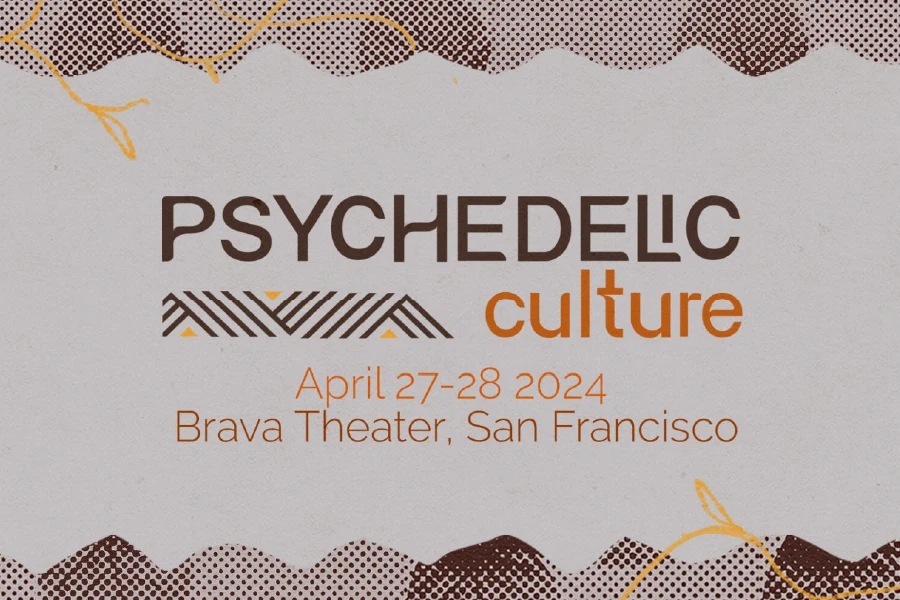 Flyer With Light Grey Background and Words Psychedelic Culture