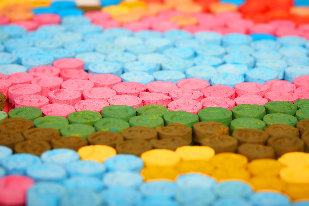 Photo of colorful MDMA pills