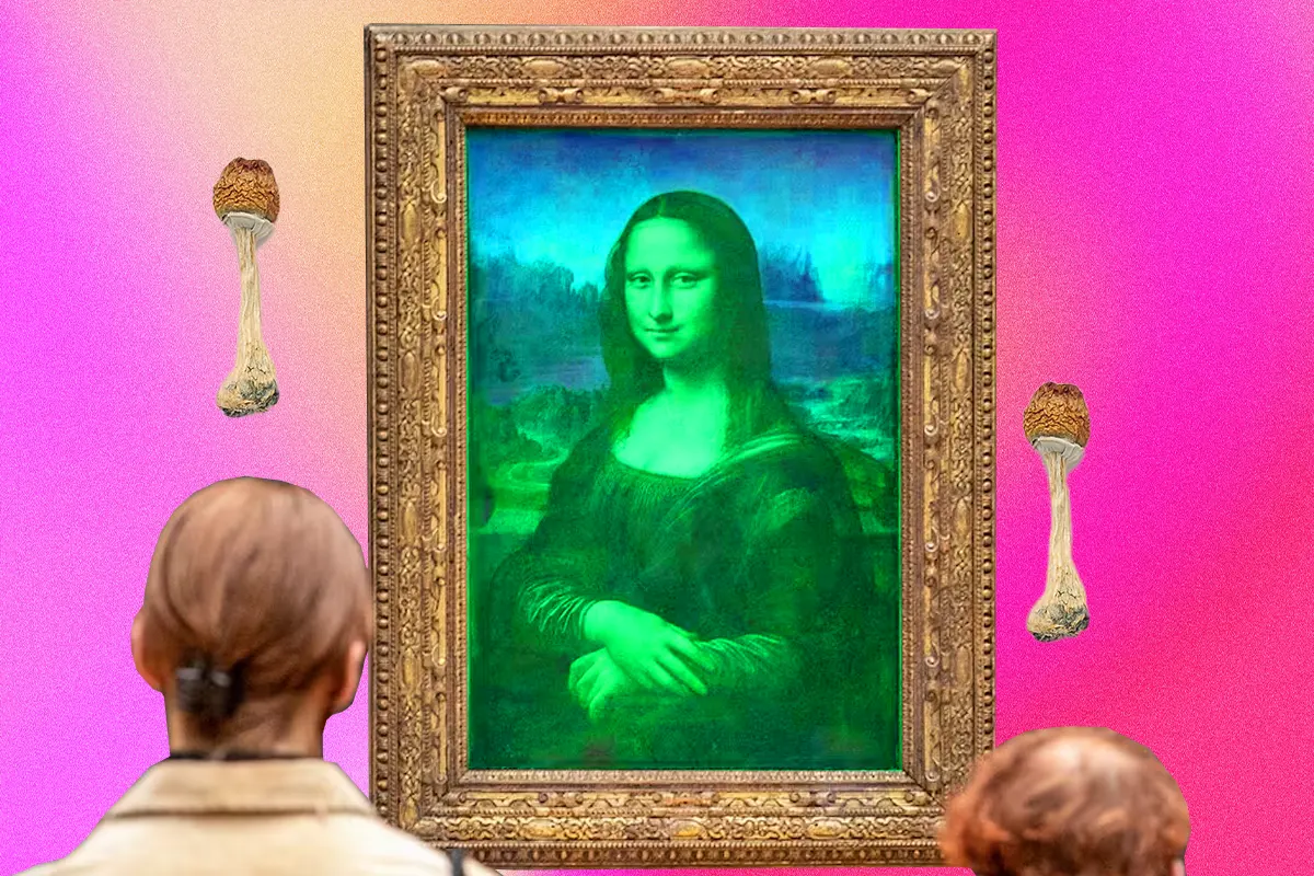 Collage of Mona Lisa with Gradient Background