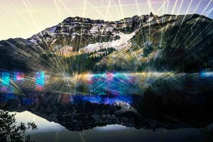 Collage of Mountain with EDM Lasers