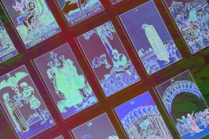 Collage of Tarot Cards with Inverted Filter