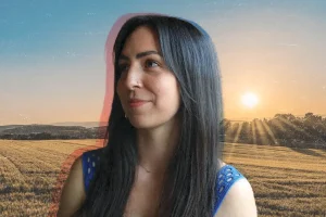 Collage of Person with Sunrise Background
