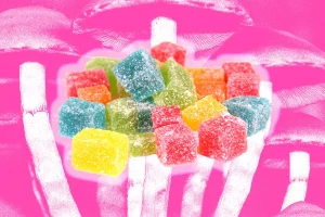 Collage of Gummies with Mushrooms