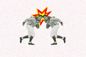 Collage of Football Players with Burst behind Head