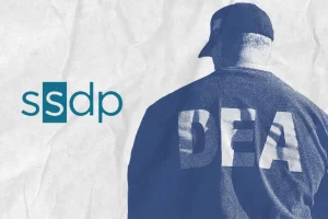 Collage of DEA agent with SSDP logo