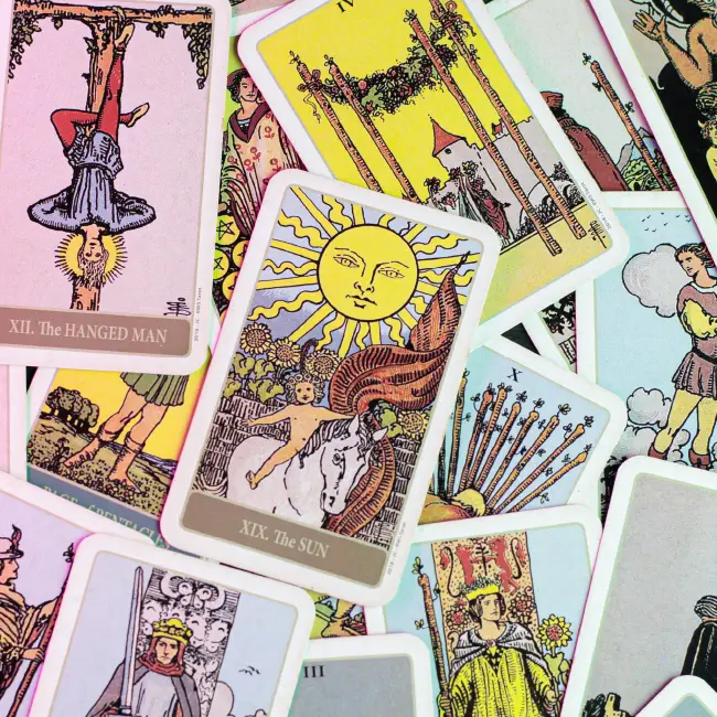 Tarot Cards Shuffled on Table
