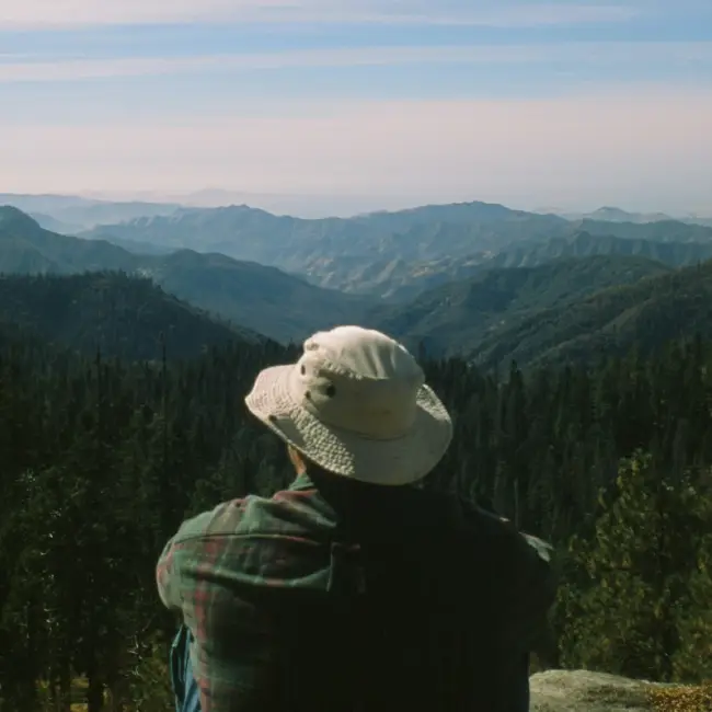 Person Looking Out at Mountain View