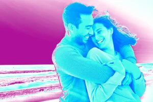 Colorful Image of Couple Hugging